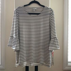 NWT Elle Striped 3/4 Bell Sleeve Top, Size XL